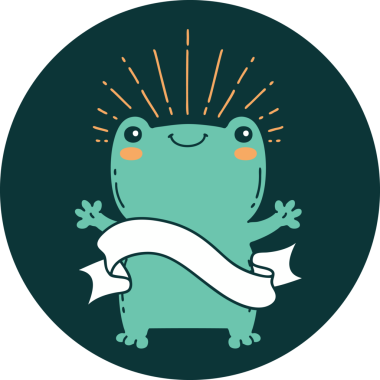 Bir insan tarafından çizilen mutlu kurbağa dövmesi ikonu