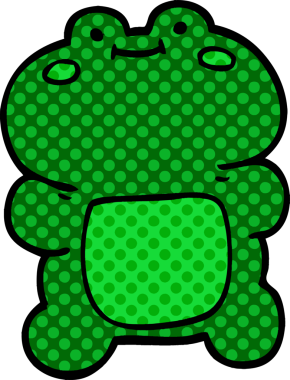 Bir insan tarafından çizilmiş komik karikatür kurbağası.