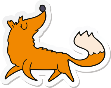 Bir insan tarafından çizilmiş bir tilkinin çıkartması.