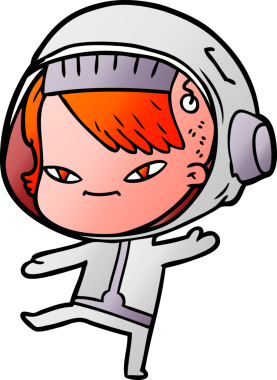 Bir insan tarafından çizilmiş astronot kadın.