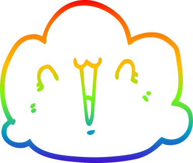 gökkuşağı gradyan çizimi bir insan tarafından çizilmiş mutlu bir bulut karikatürü