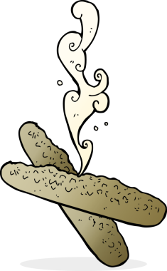 Bir insan tarafından çizilmiş taze ekmek karikatürü.