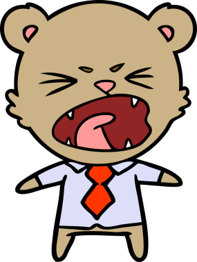 Bir insan tarafından çizilmiş kızgın çizgi film ayısı.