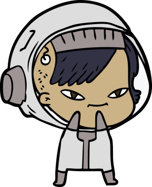 Bir insan tarafından çizilmiş astronot kadın.