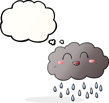 Bir insan tarafından çizilmiş serbest çizim düşünce kabarcığı yağmur bulutu