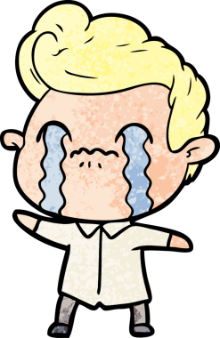 Bir insan tarafından çizilmiş ağlayan çizgi film adamı.