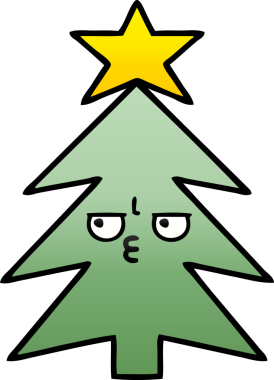 Bir insan tarafından çizilmiş bir noel ağacının gölgeli karikatürü.