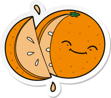 Bir insan tarafından çizilmiş dilimlenmiş bir karikatür çıkartması.