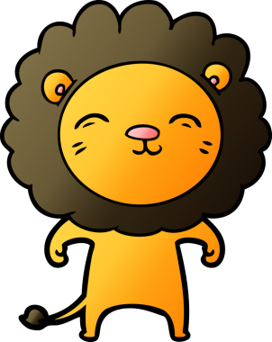 Bir insan tarafından çizilmiş çizgi film aslanı.