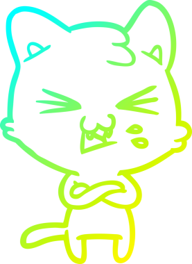 Bir insan tarafından çizilen çizgi film kedisinin soğuk gradyan çizimi