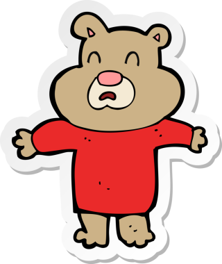 Bir insan tarafından çizilmiş mutsuz bir ayının çıkartması.