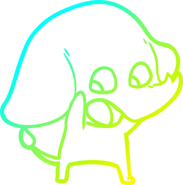 Bir insan tarafından çizilmiş şirin bir filin soğuk gradyan çizgisi