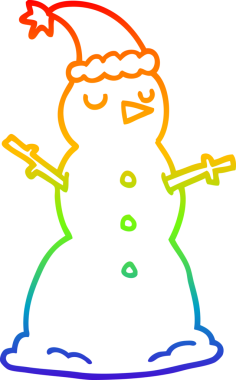 gökkuşağı gradyan çizgi çizimi bir insan tarafından çizilmiş bir kardan adam