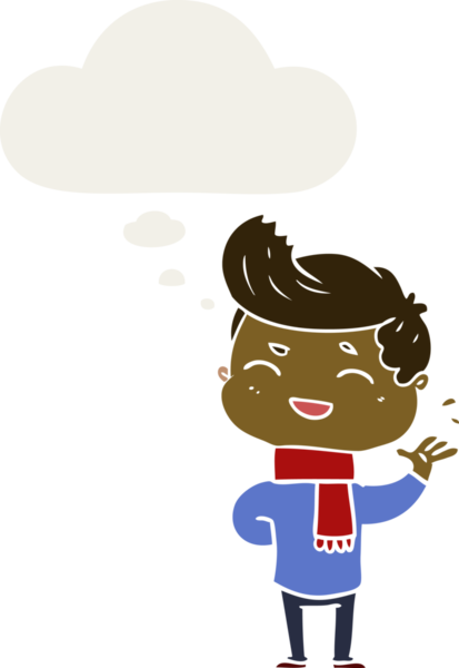 Düşünce baloncuğuyla gülen karikatürist bir insan tarafından çizilmiş.