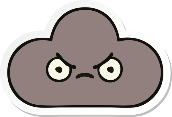 Bir insan tarafından çizilmiş şirin bir fırtına bulutunun çıkartması.