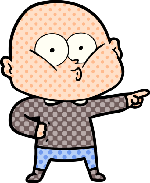 Bir insan tarafından çizilmiş kel bir adam.