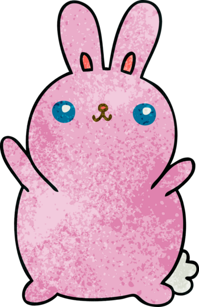 Bir insan tarafından çizilmiş garip çizgi film tavşanı.