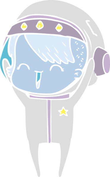 Bir insan tarafından çizilmiş mutlu düz renkli çizgi film kızı.