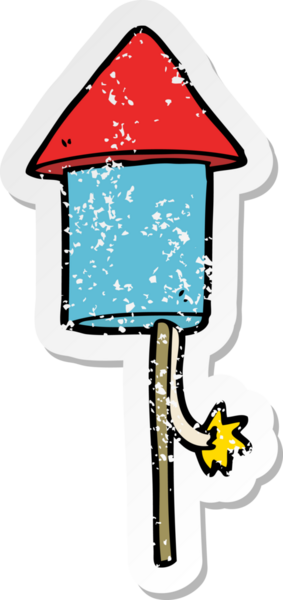 Bir insan tarafından çizilmiş karikatür havai fişeğinin sıkıntılı çıkartması.