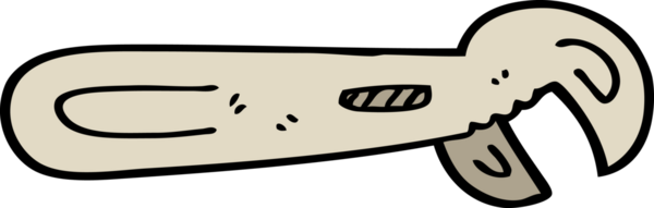 Bir insan tarafından çizilmiş el çizimi çizgi film ayarlanabilir anahtarı