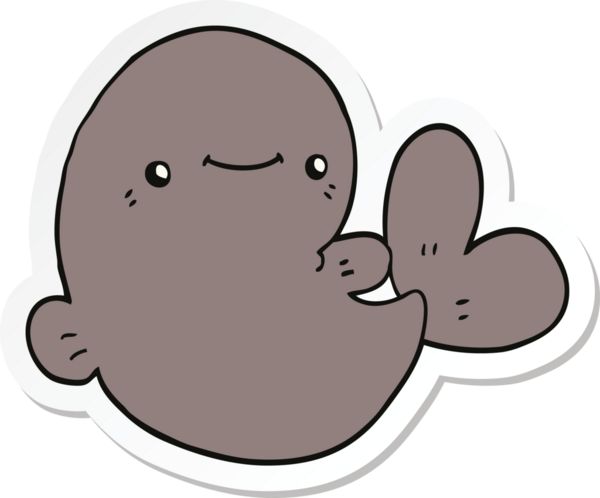 Bir insan tarafından çizilmiş bir balinanın çıkartması.