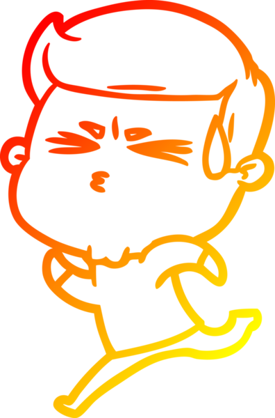 Bir insan tarafından çizilmiş terleyen bir çizgi film karakterinin sıcak çizgi çizimi.