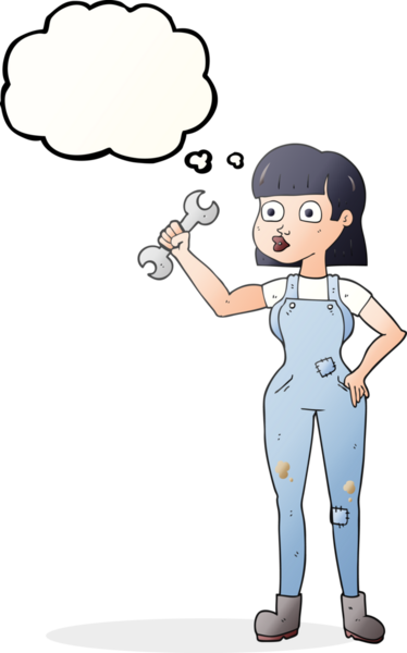 Bir insan tarafından çizilmiş serbest çizim balon karikatür mekanik kadın