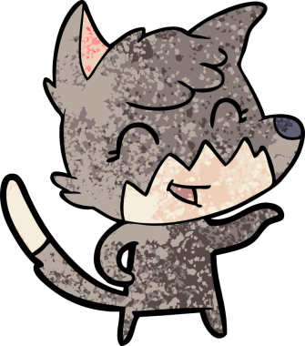 Bir insan tarafından çizilmiş mutlu çizgi film tilkisi.