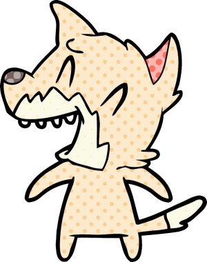 Bir insan tarafından çizilmiş gülen tilki çizgi filmi.