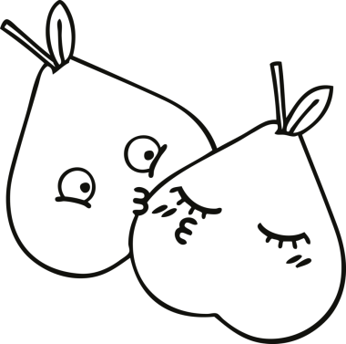 Bir insan tarafından çizilmiş yeşil bir armut çizimi.