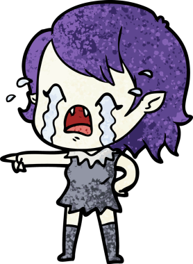 Bir insan tarafından çizilmiş ağlayan vampir kız çizgi filmi.