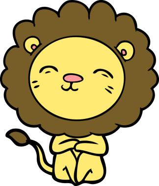 Bir insan tarafından çizilmiş çizgi film aslanı.