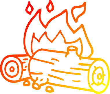 Bir insan tarafından çizilen yanan odunların sıcak çizgi çizimi