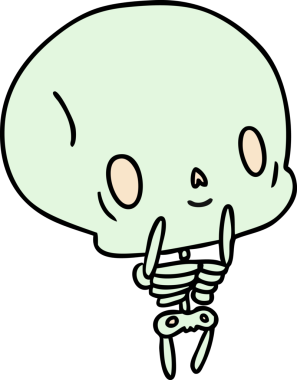 Bir insan tarafından çizilmiş güzel, ölü bir iskelet.