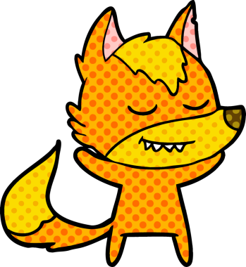 Bir insan tarafından çizilmiş tilki çizgi film karakteri