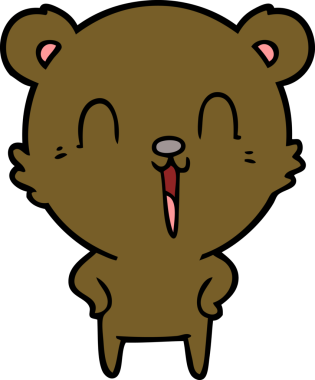 Bir insan tarafından çizilmiş mutlu bir çizgi film ayısı.