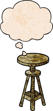 bir insan tarafından çizilmiş grunge doku tarzında düşünce baloncuğu olan çizgi film sanatçısı taburesi