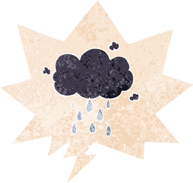 karikatür bulutu yağmur gibi yağıyor grunge içinde sıkıntılı retro desen tarzı bir insan tarafından çizilmiş