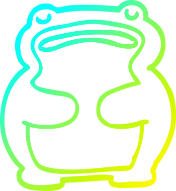 Bir insan tarafından çizilmiş komik bir kurbağanın soğuk çizgi çizimi.