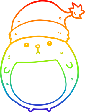 Gökkuşağı gradyan çizgisi bir insan tarafından çizilmiş şirin bir Noel ayısının çizimi