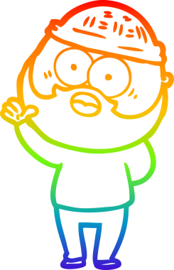 Gökkuşağı gradyan çizgi çizimi bir insan tarafından çizilmiş sakallı bir adamın