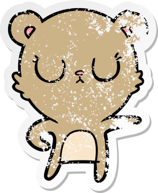 Bir insan tarafından çizilmiş barışçıl bir ayının sıkıntılı çıkartması.