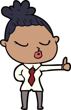 Bir insan tarafından çizilmiş sakin bir kadın çizgi filmi.