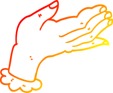 Bir insan tarafından çizilmiş bir çizgi elin sıcak gradyan çizimi