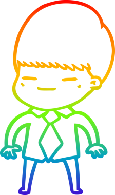 Gökkuşağı gradyan çizgi çizimi bir insan tarafından çizilmiş kendini beğenmiş bir çocuk.