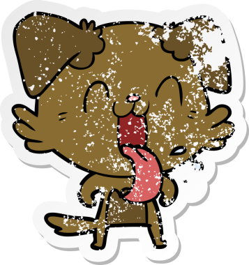 Bir insan tarafından çizilmiş, nefes nefese kalmış bir köpeğin sıkıntılı çıkartması.