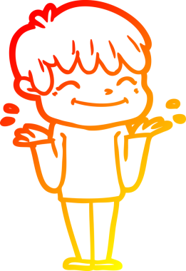 Bir insan tarafından çizilen mutlu bir çocuğun sıcak çizgi çizimi.