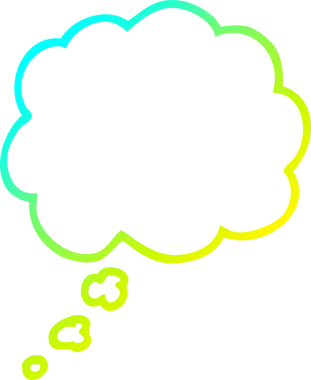 Bir insan tarafından çizilen karikatür ifade baloncuğunun soğuk gradyan çizimi