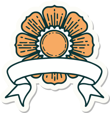 Bir insan tarafından çizilmiş çiçek pankartıyla dövme stili