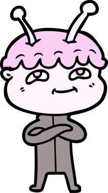 Bir insan tarafından çizilmiş dost canlısı çizgi film uzay adamı.